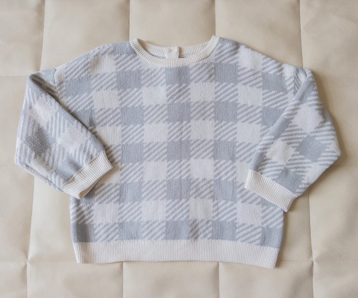 #37 H&M 18-24m boys gingham check sweater - EUC