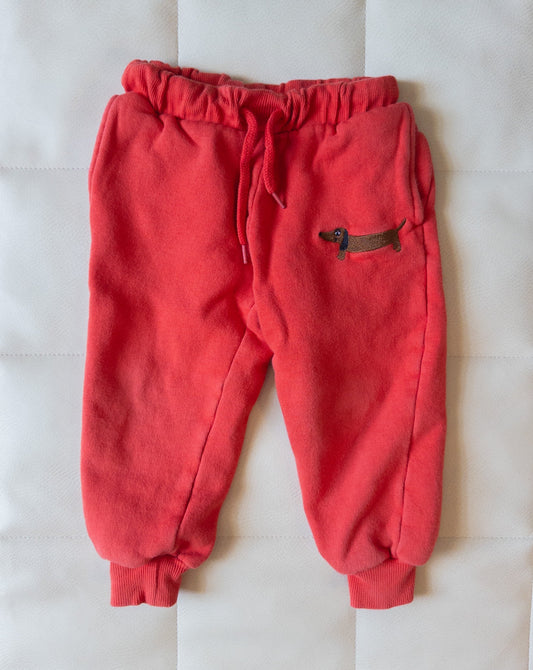 #152 Mini Rodini 18-24m red dachshund sweatpants - EUC
