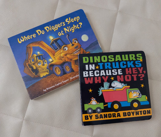 #152 construction trucks dinosaurs book bundle - EUC