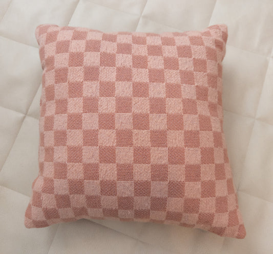 #152 checkered clay color throw pillow - VGUC