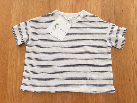 #152 H&M Adorables 3T black and white striped wide boxy terry tee - NWT