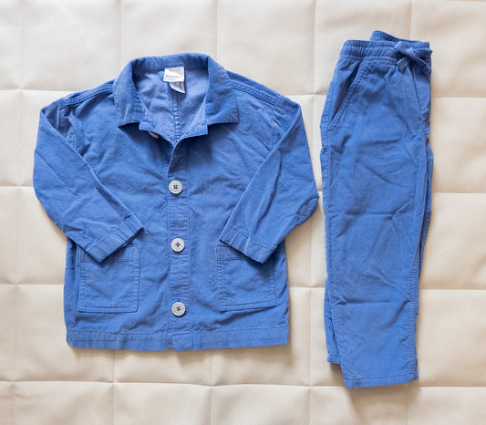 #37 Hanna Andersson 3T Boys Blue Corderoy Jacket and Pants - EUC