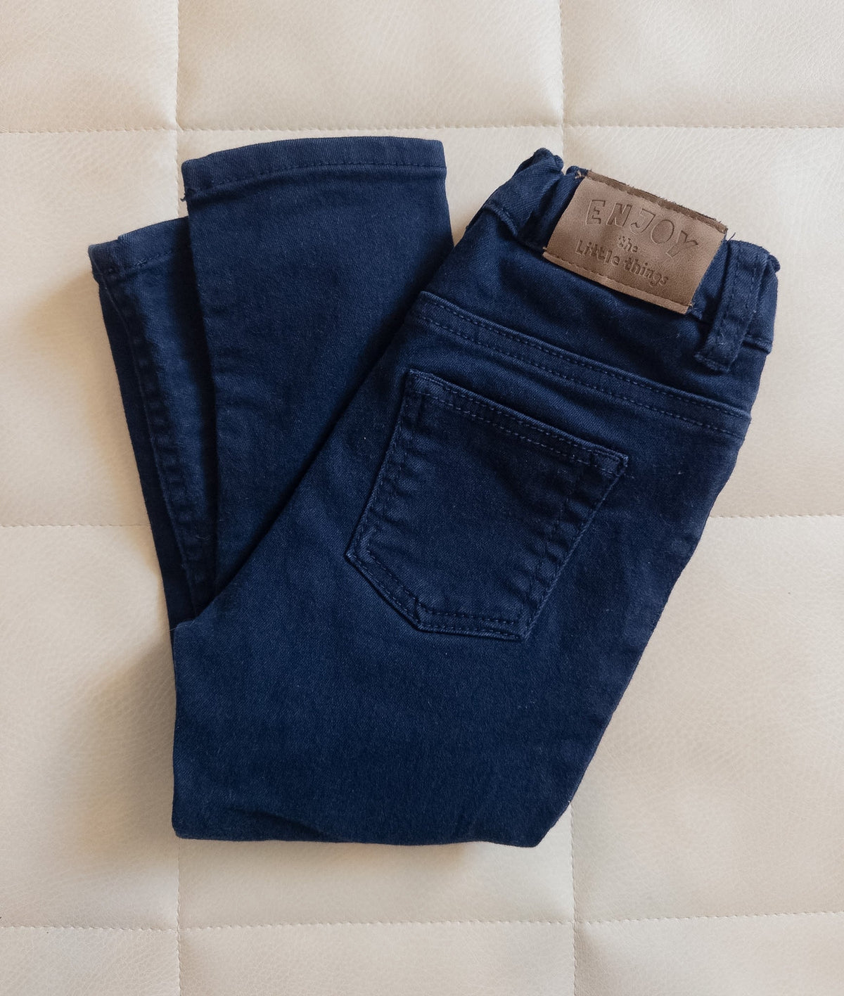 #37 18m H&M Navy Pants + Gray Waffle Onesie - EUC