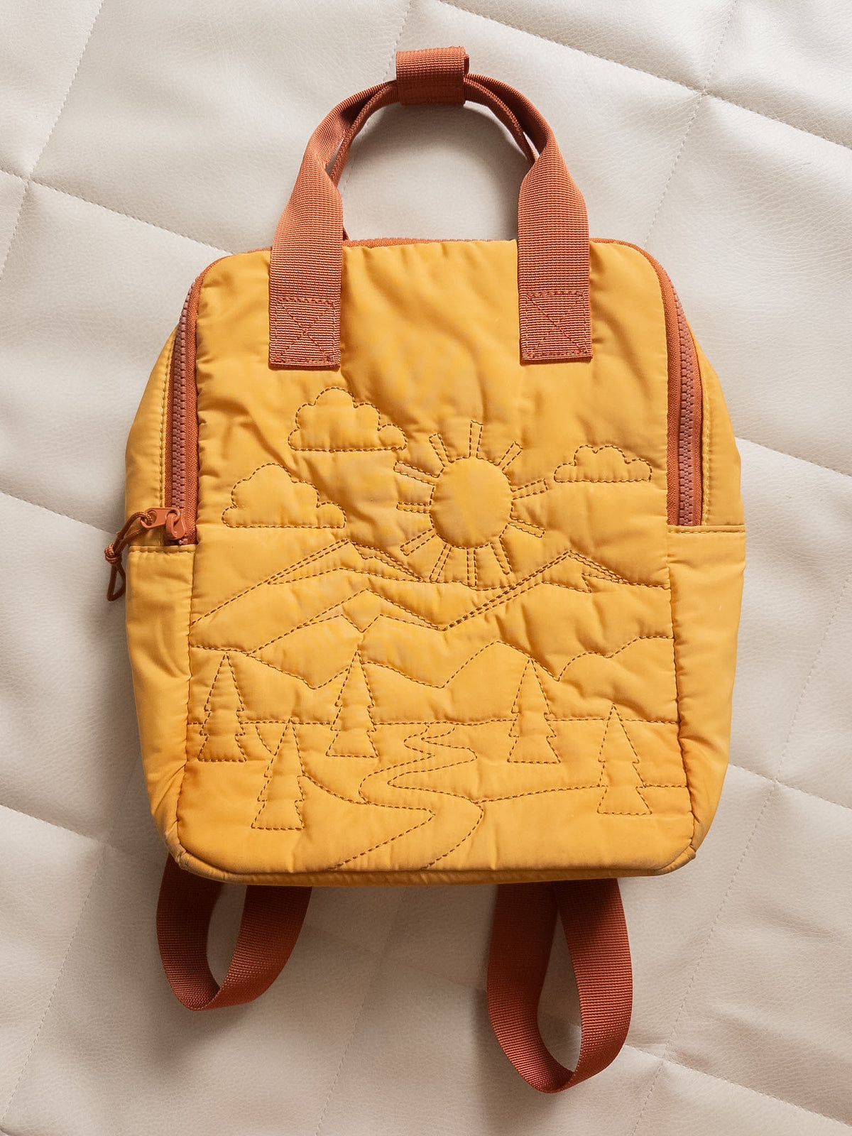 #37 Cat & Jack Toddler Backpack Sunny Mountains Stitching - EUC