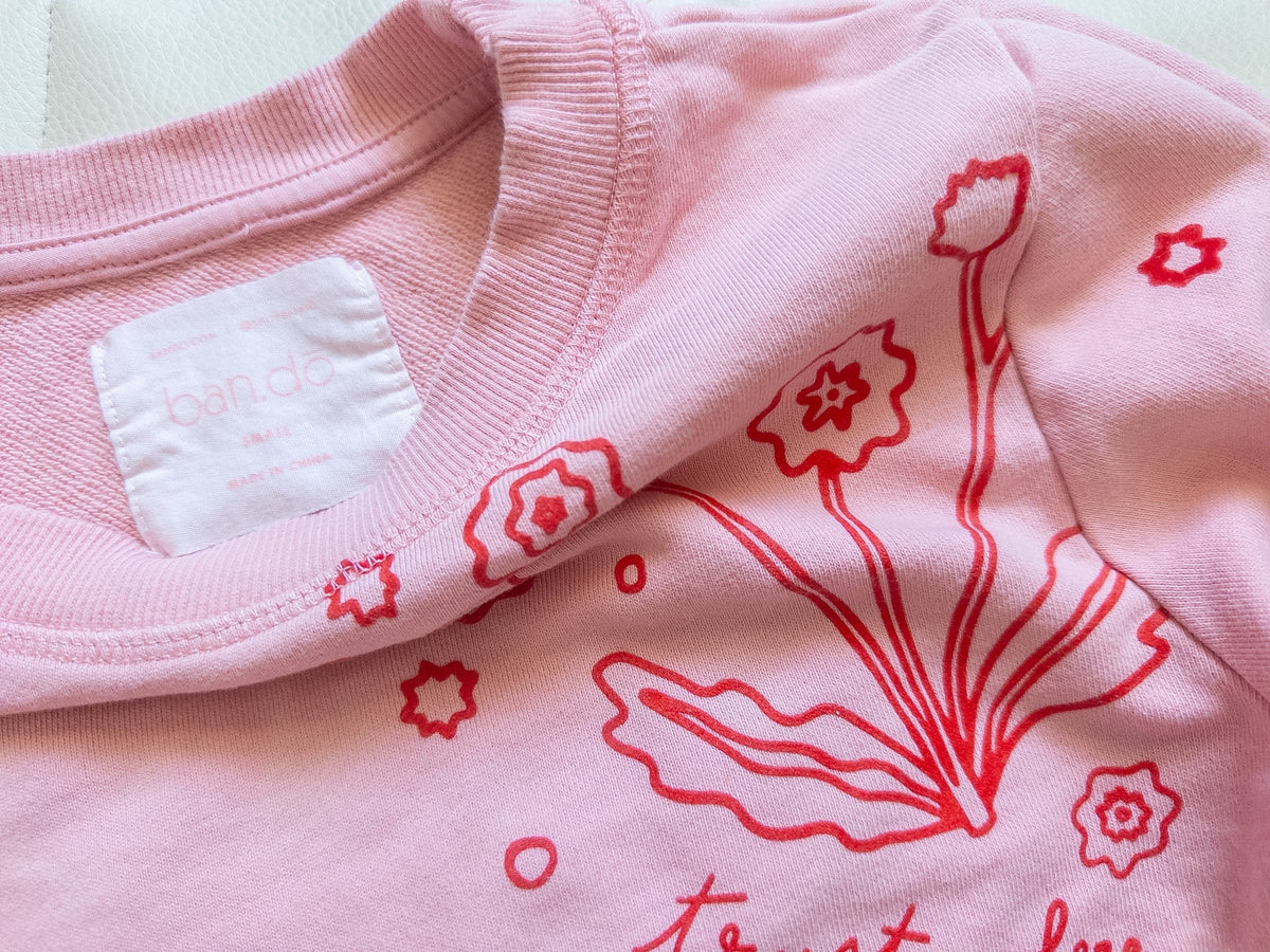 #37 Women's Small Bando Sweatshirt w/ Velvety Floral Details - EUC