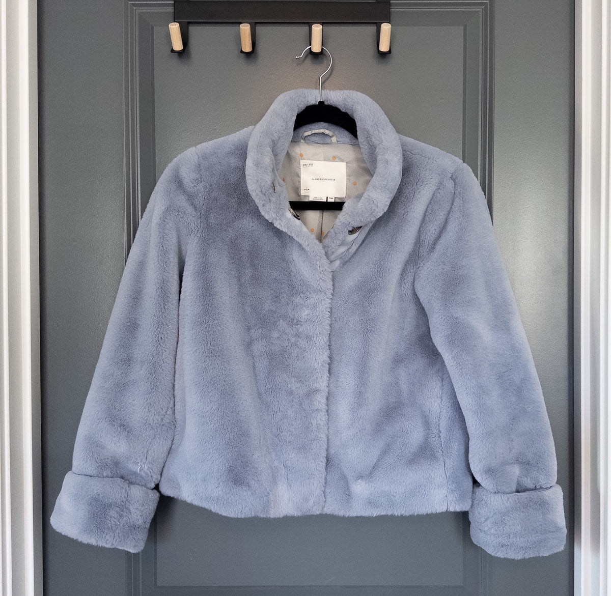 #37 Anthropologie XXSP Periwinkle Faux Fur Jacket - EUC