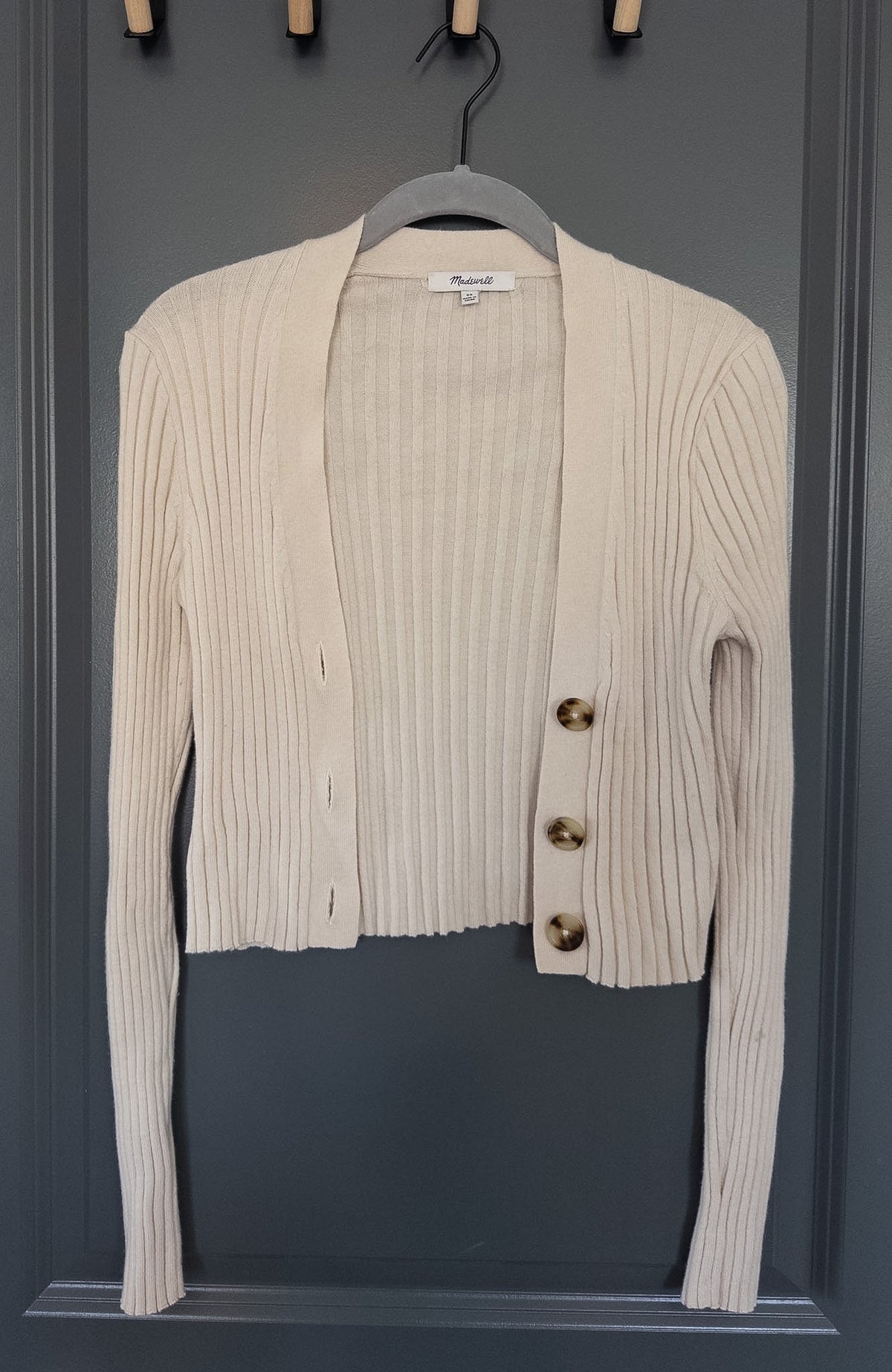 #37 Madewell XS cropped cardigan, tortoise buttons - EUC