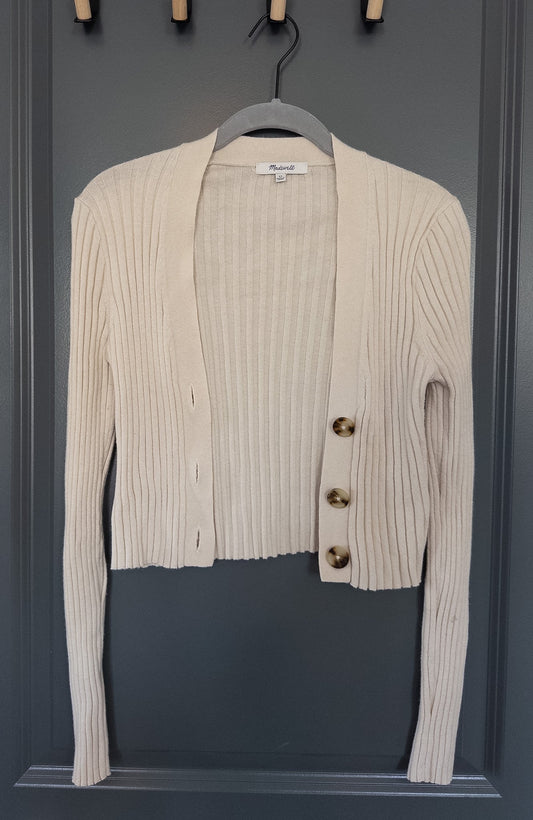 #37 Madewell XS cropped cardigan, tortoise buttons - EUC