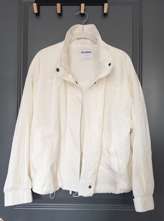 #37 Old Navy Small Full-Zip Poplin Jacket, White - NWT