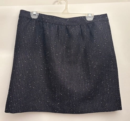 Seller 34 - size 10 lined Ann Taylor LOFT metallic navy tweed mini skirt w/pockets