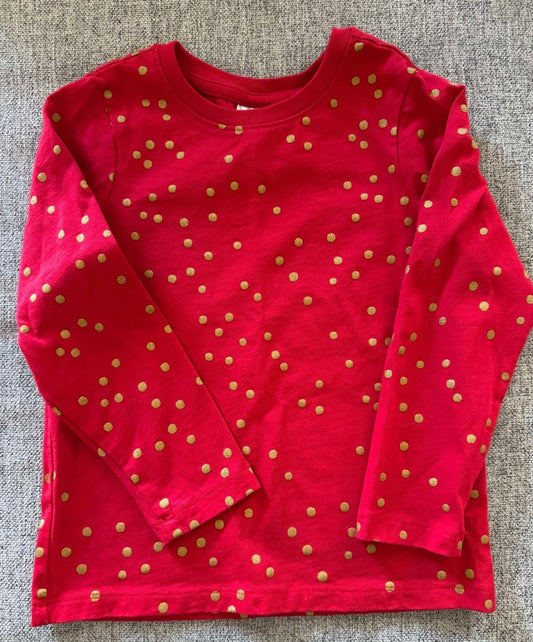 REDUCED #92 Girls 4 t NEW Hanna Anderson red and gold dot long sleeve shirt