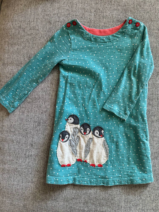REDUCED #92 girls 2/3 BODEN green penguin dress