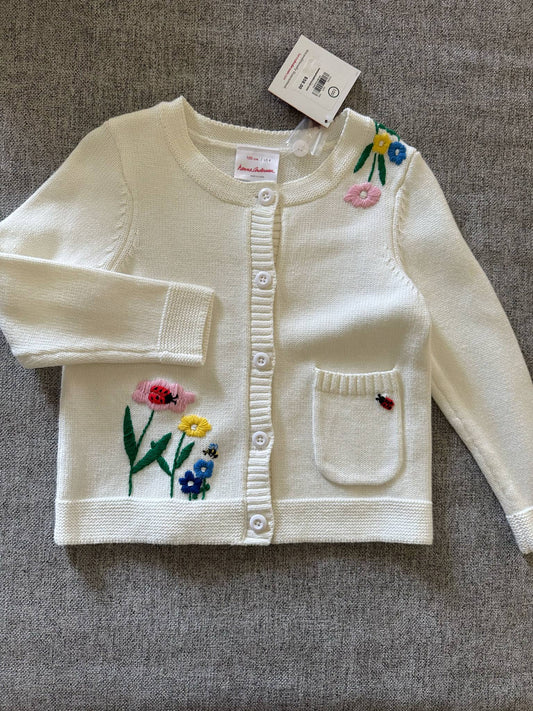 REDUCED #92 Girls size 4 t NEW Hanna andersson white spring flower button sweater