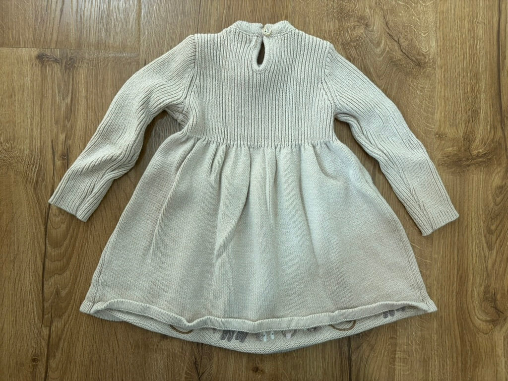 #6 - Max Studio Baby Girls Sweater Dress with Embroidered Animals - 12 months