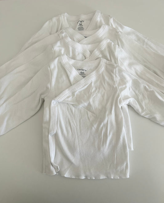 Carter's | Long Sleeve Side Snap Shirt | Gender Neutral | White | 6 months