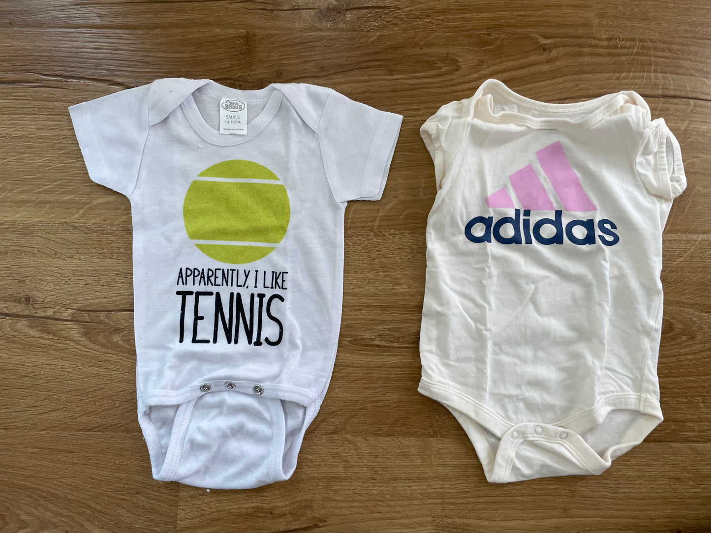 #6 - Girls Bodysuits/Onesies - Tennis and Adidas, 6 months