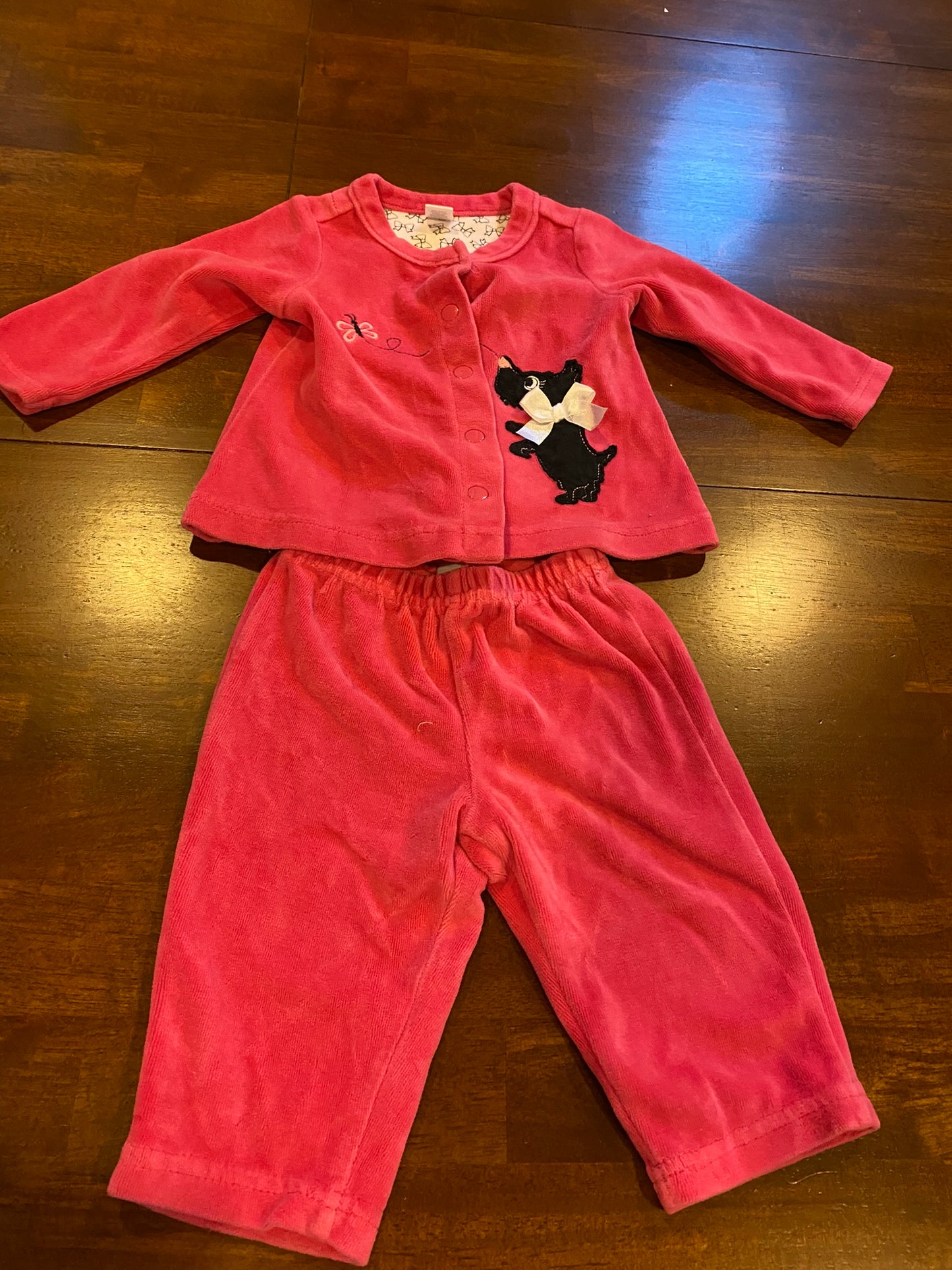 77A Girl's 3-6mo Pink Scottie Dog Outfit