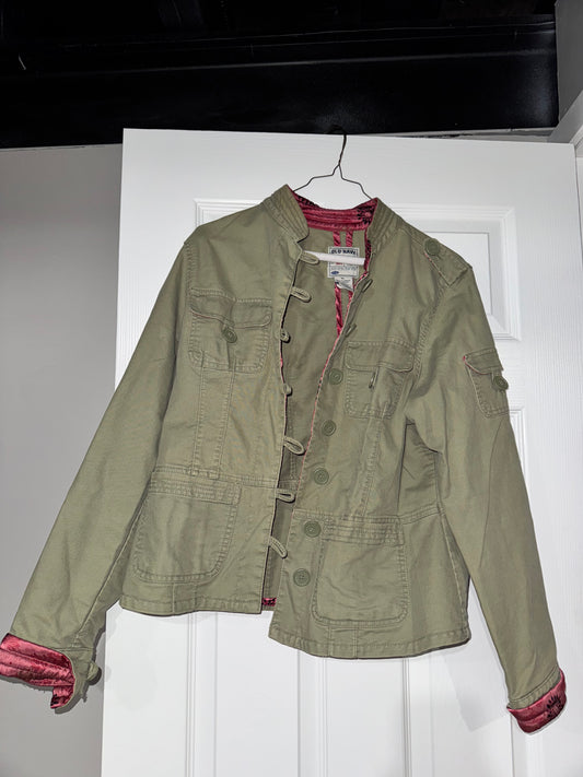 #133 Old Navy Green Cargo Jacket Sz XL