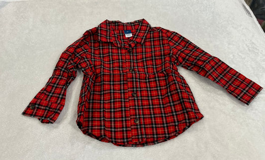 #75B Boys 2T Old Navy plaid long sleeve collared shirt