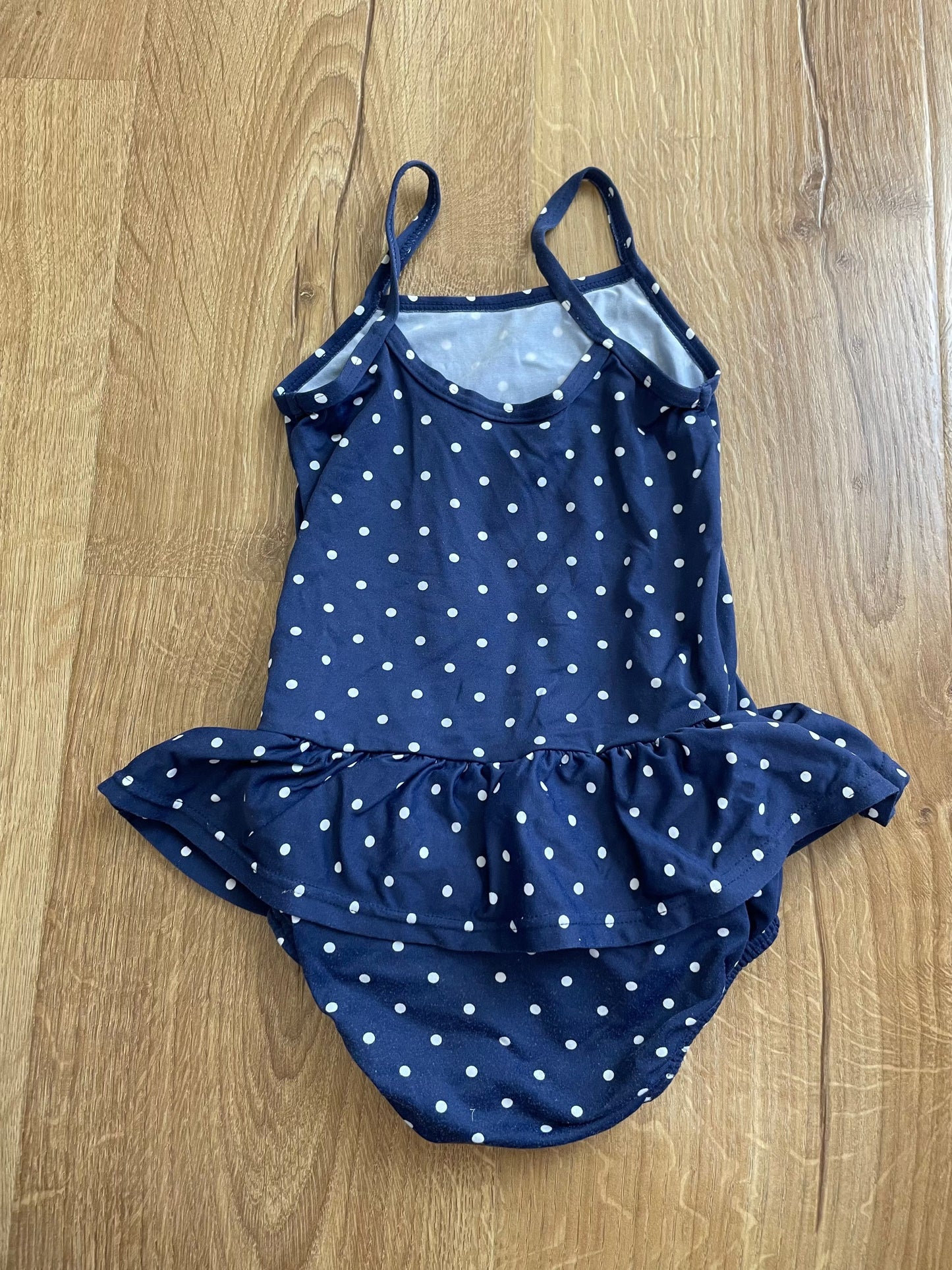 #6 - JoJo Maman Bebe Bathing Suit, Navy with Polka Dots, 1-2 yrs