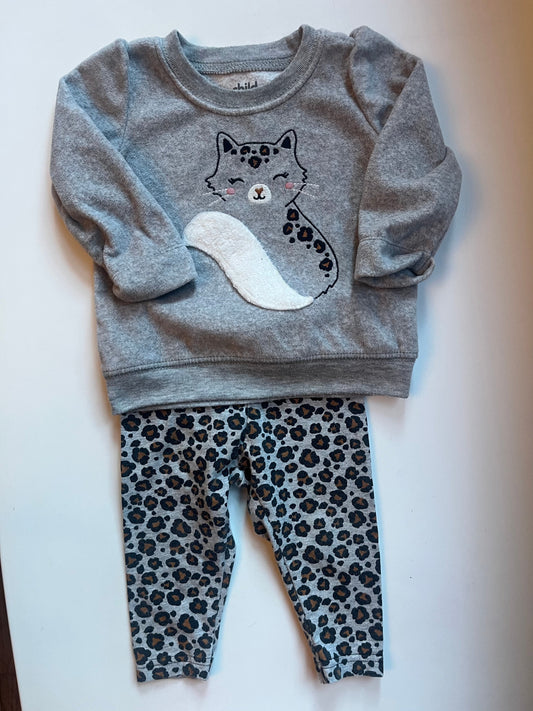 Seller #20 cat sweatshirt and leggings set size 6-9 mo