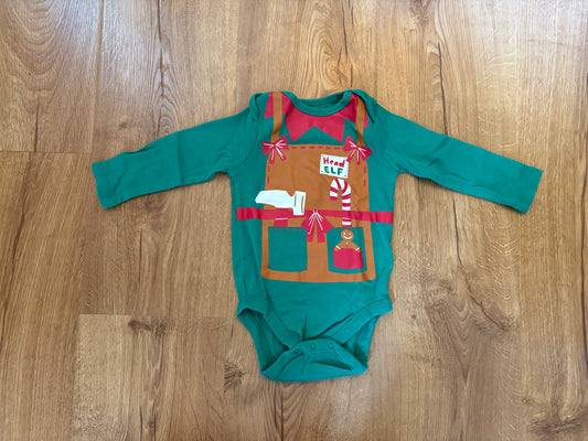 #6 - Old Navy Christmas "Head Elf" bodysuit/onesie - 6-12 months