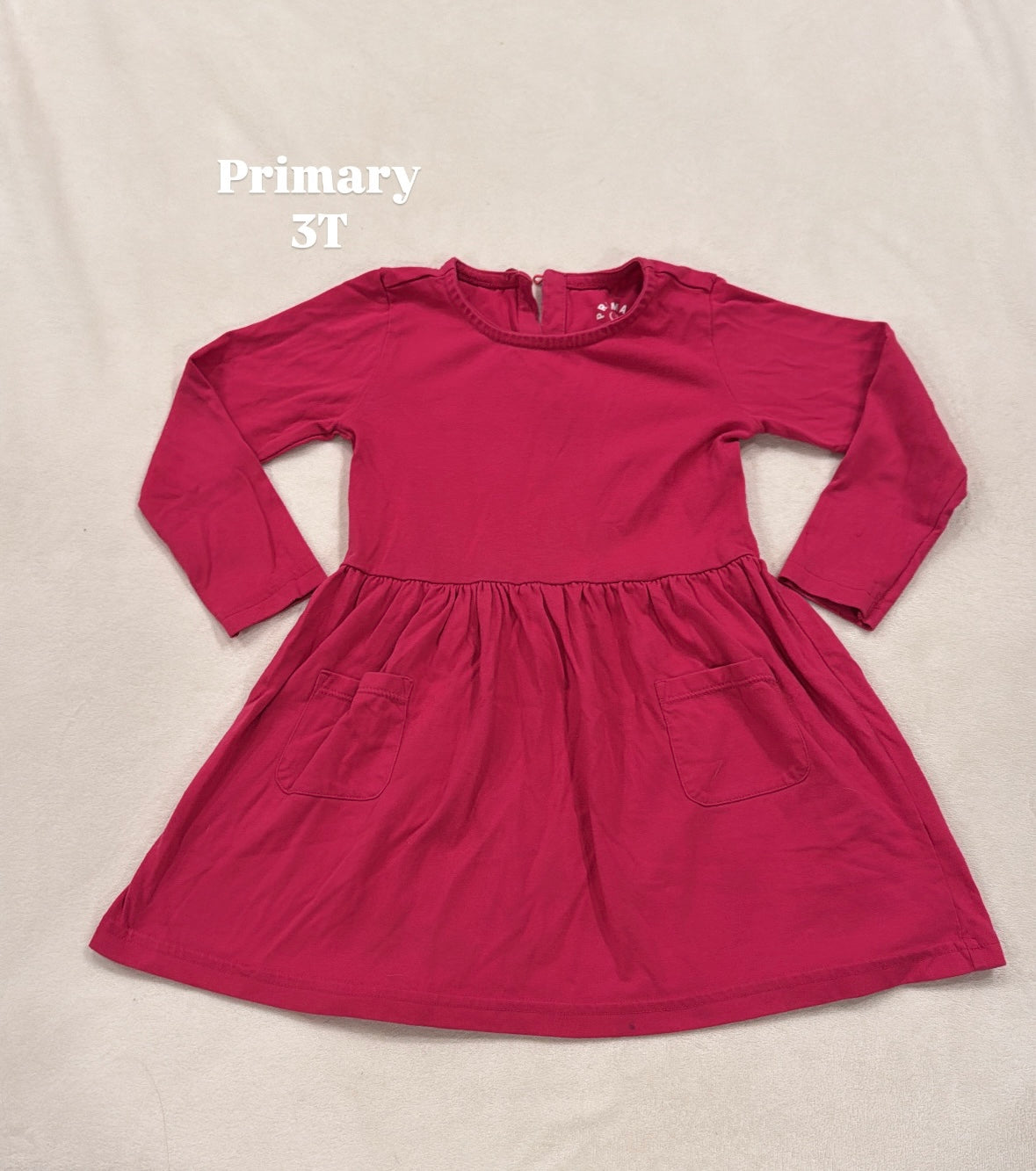 #145 Primary long sleeve pocket dress Girls 3T GUC