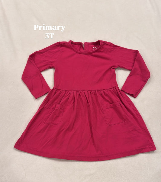 #145 Primary long sleeve pocket dress Girls 3T GUC