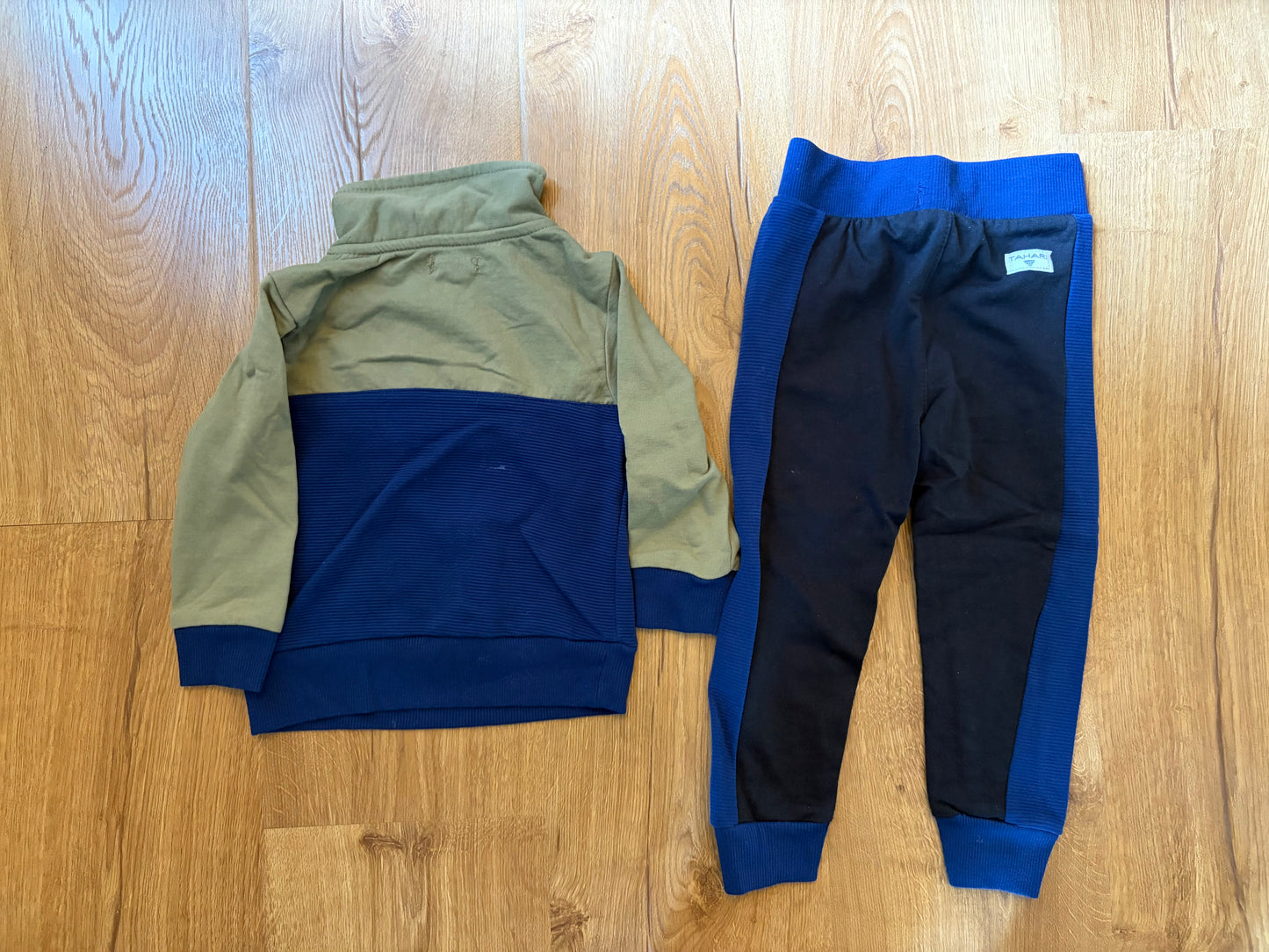 #6 - Tahari Boys Navy and Green Sweatsuit - 24 months