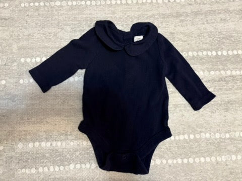Seller 183 - Baby Gap Girls 0-3 Months Collared Navy Onesie - EUC