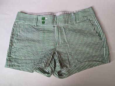 Banana Republic Green/White Striped Shorts Women Size 6, EUC