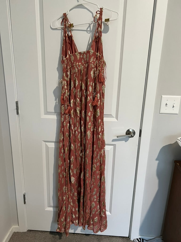 Seller #76 - Altar'd State Maxi Dress Peach/Gold - NWT - Size Small