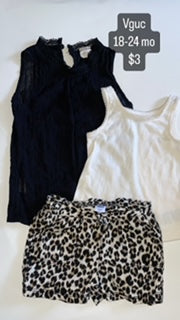 girls 18-24 mo leopard print shorts with two tanks