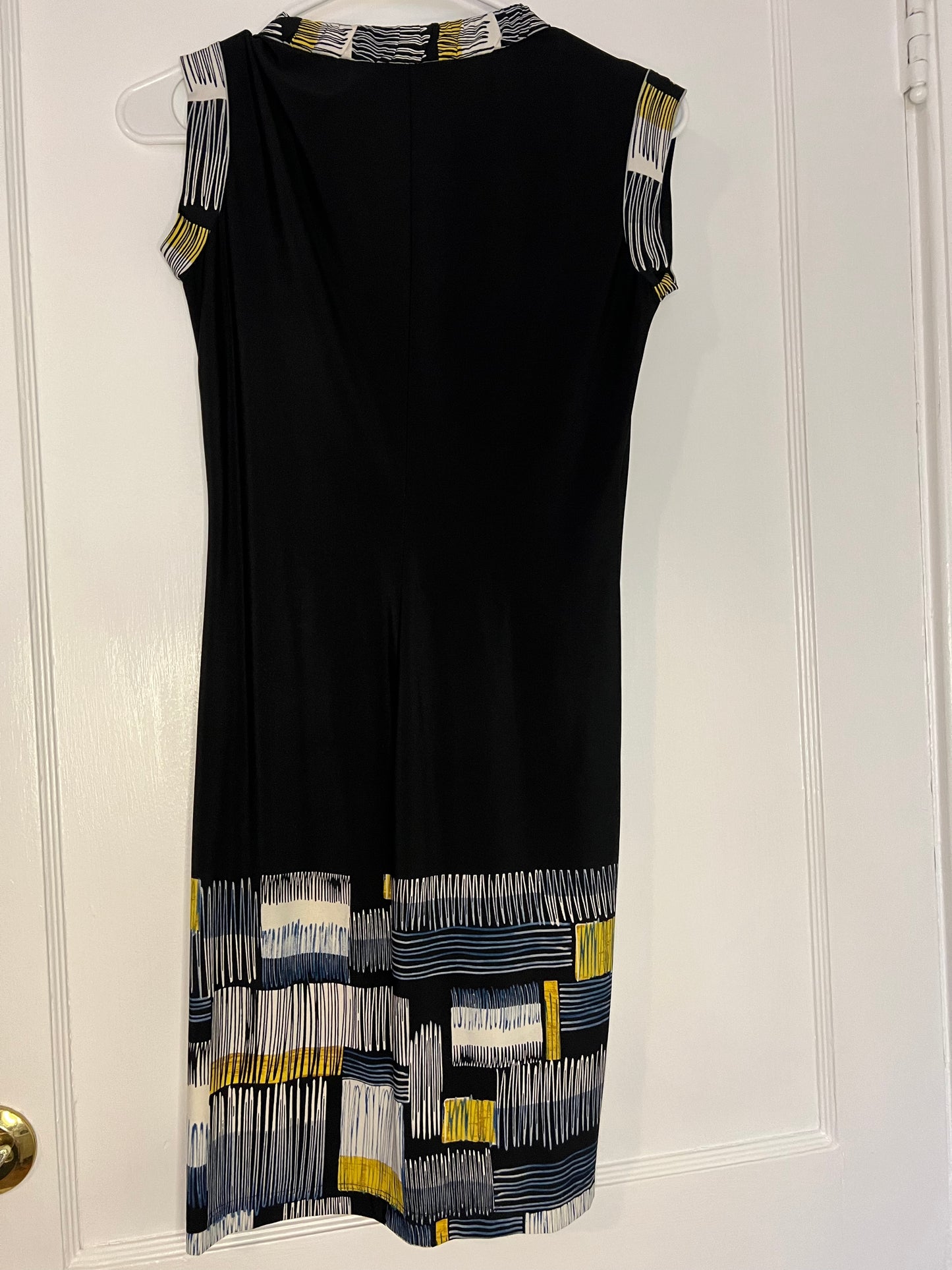 BCBGMAXAZRIA Women's Black White Yellow Patterned Print Sleeveless Dress Size XSP EUC PPU 45208 or Spring Sale
