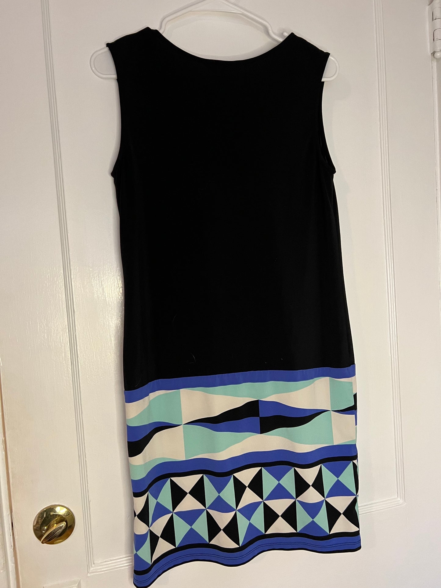 BCBGMAXAZRIA Women's Black and Blue Patterned Print Sleeveless Dress Size XS EUC PPU 45208 or Spring Sale