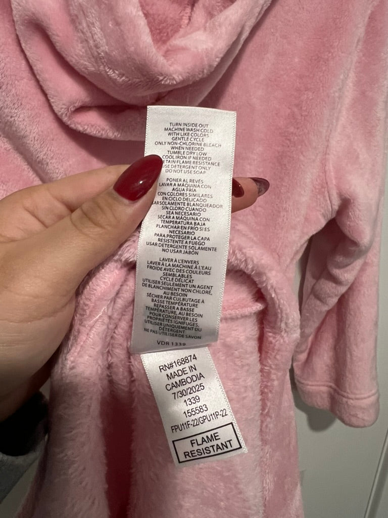 Seller #76 - Lands End Kids Plush Robe Hooded Size Medium (10-12) Pink Bedtime