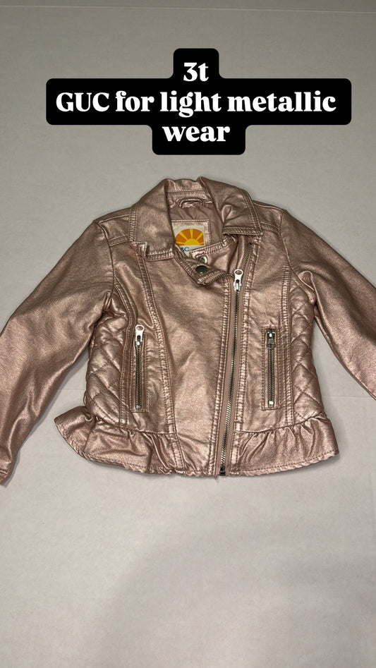 #44 3t metallic rose gold moto jacket
