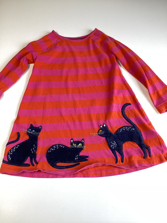 #129 3-4Y Mini Boden striped cat dress