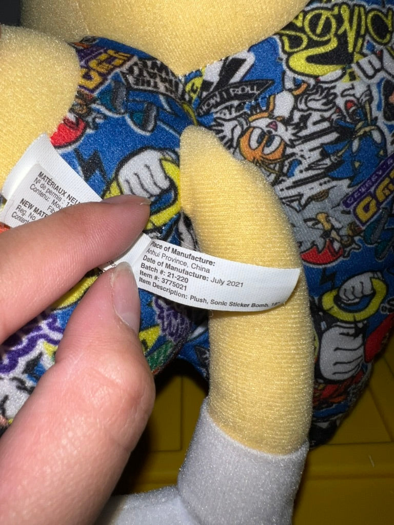 Seller #76 - Sonic The Hedgehog Plush Large 18" Toy Factory Sticker Bomb Sega Stuffed Animal