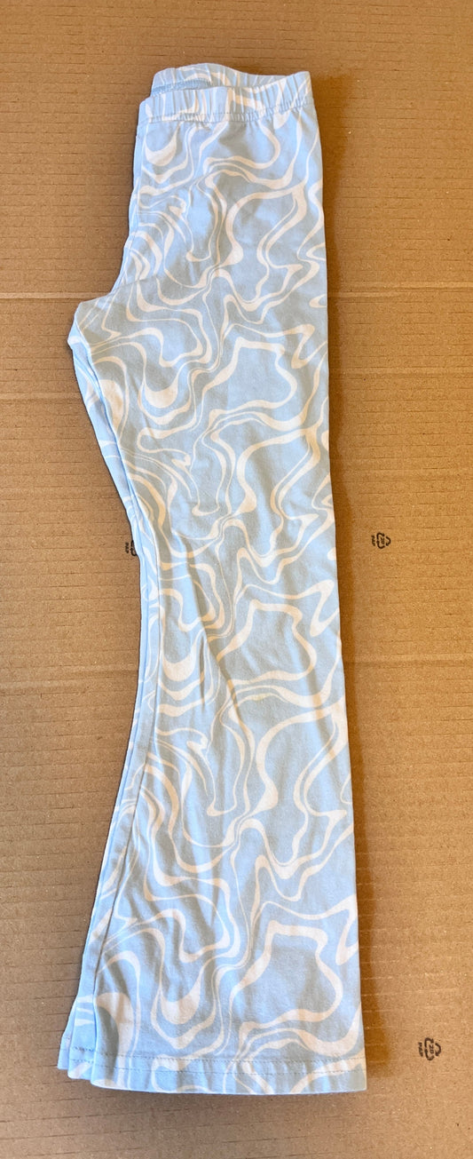 #176 - Old Navy blue and white swirl girls flare leggings | S
