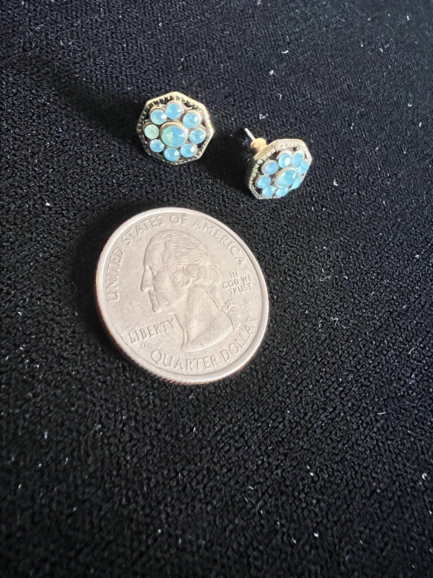 #176 - greenish blue gold studs
