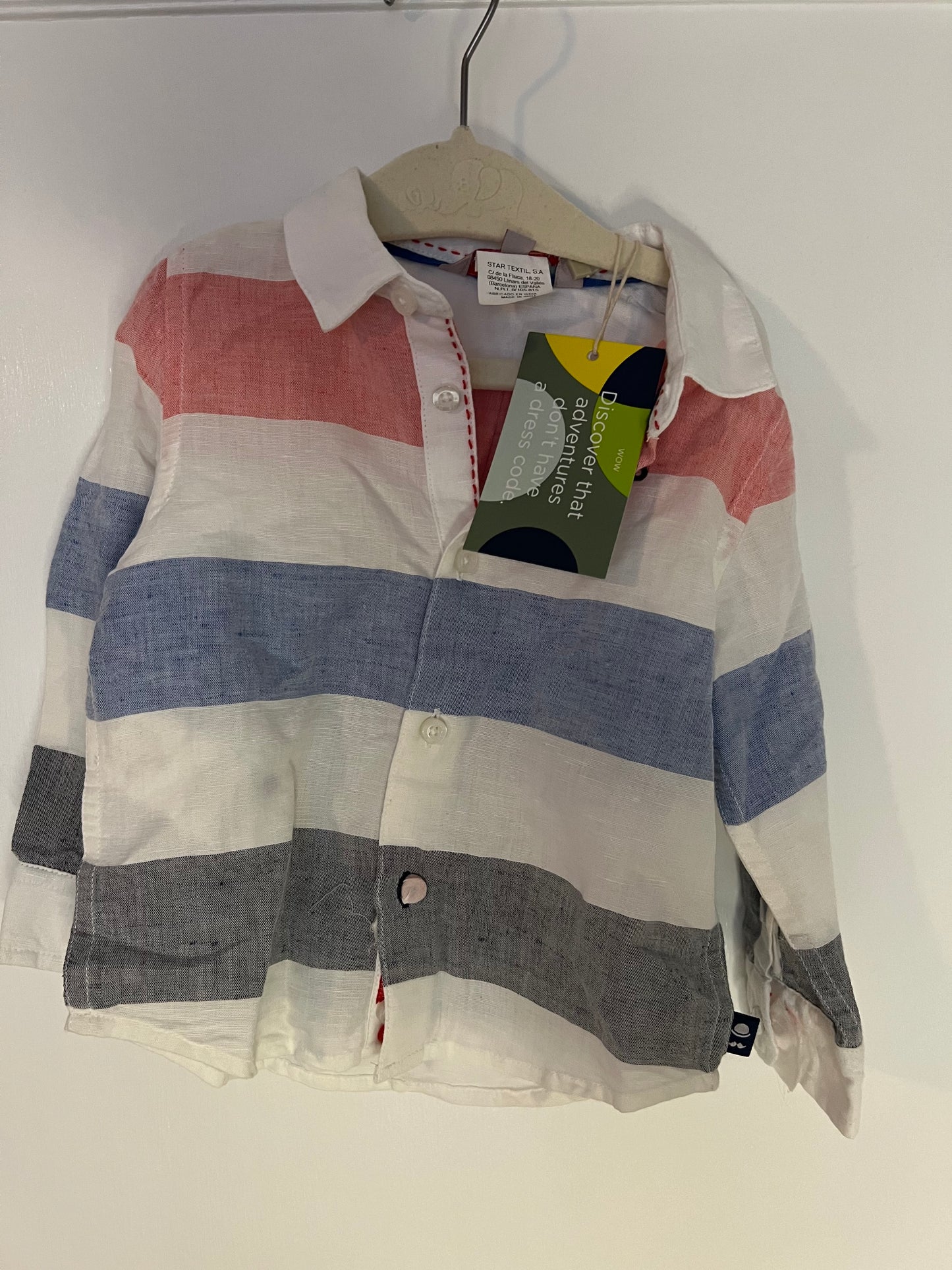 New with Tags Boys Boboli Button Down Striped Shirt Size 18m PPU 45208 or Spring Sale