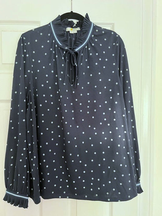 #176 - Boden women’s navy tie-neck top | 18