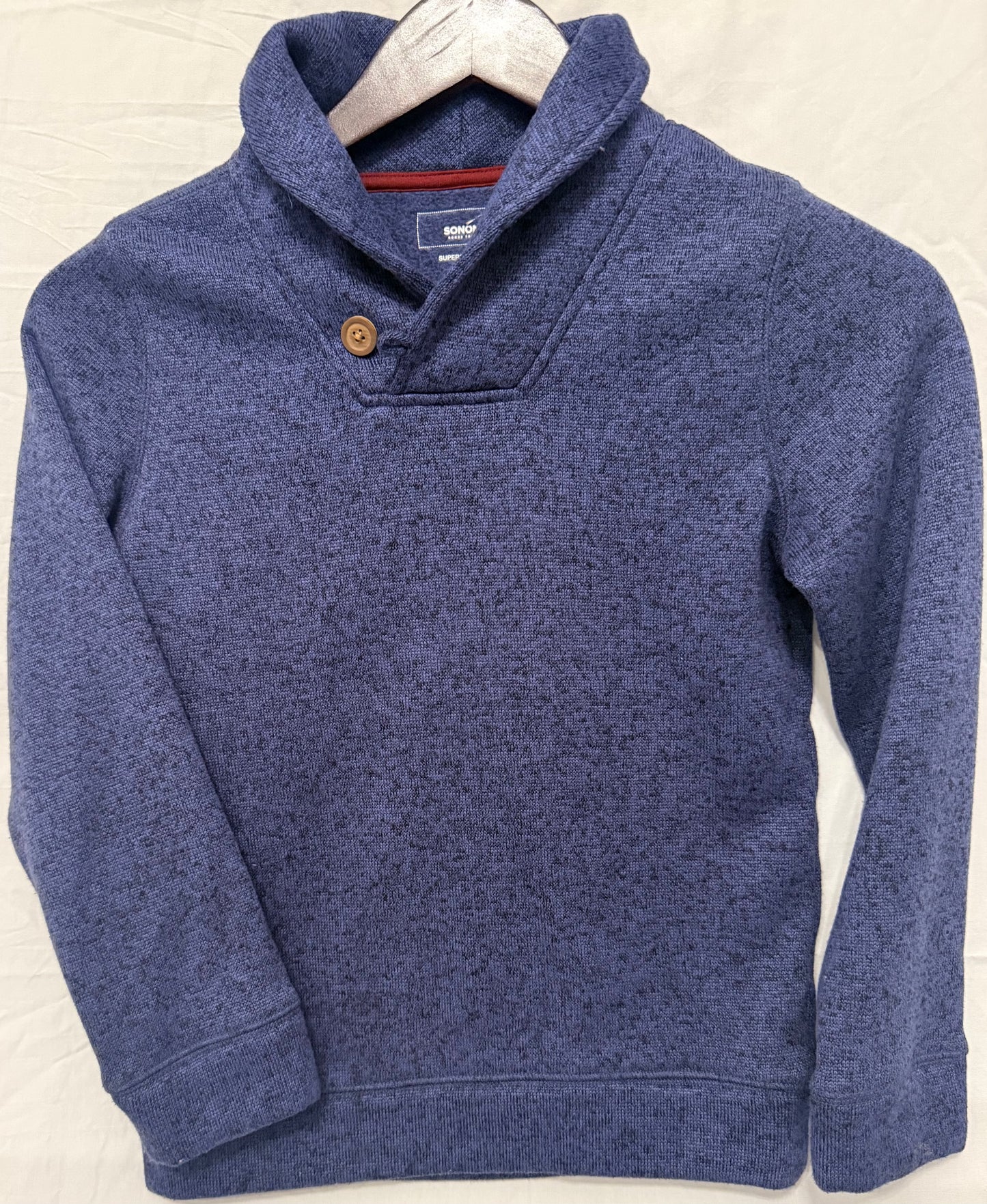 #143 Sonoma fleece collared blue sweater boys size small (8)