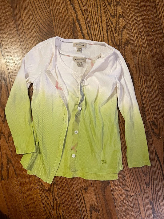 Burberry Girls size 6/7 green ombre tank with matching cardigan.