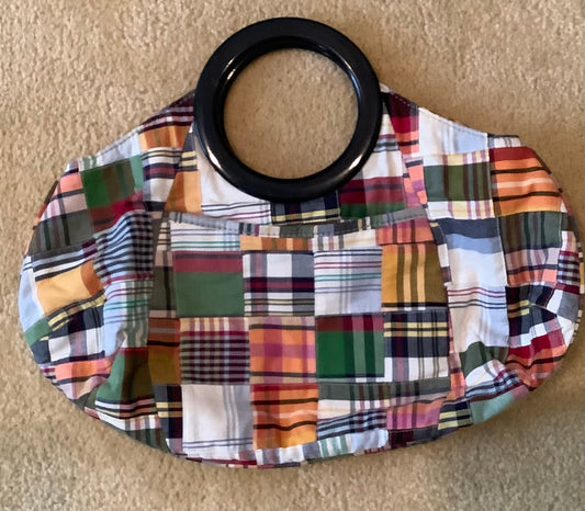 #130 JCrew Madras Plaid Patchwork Purse