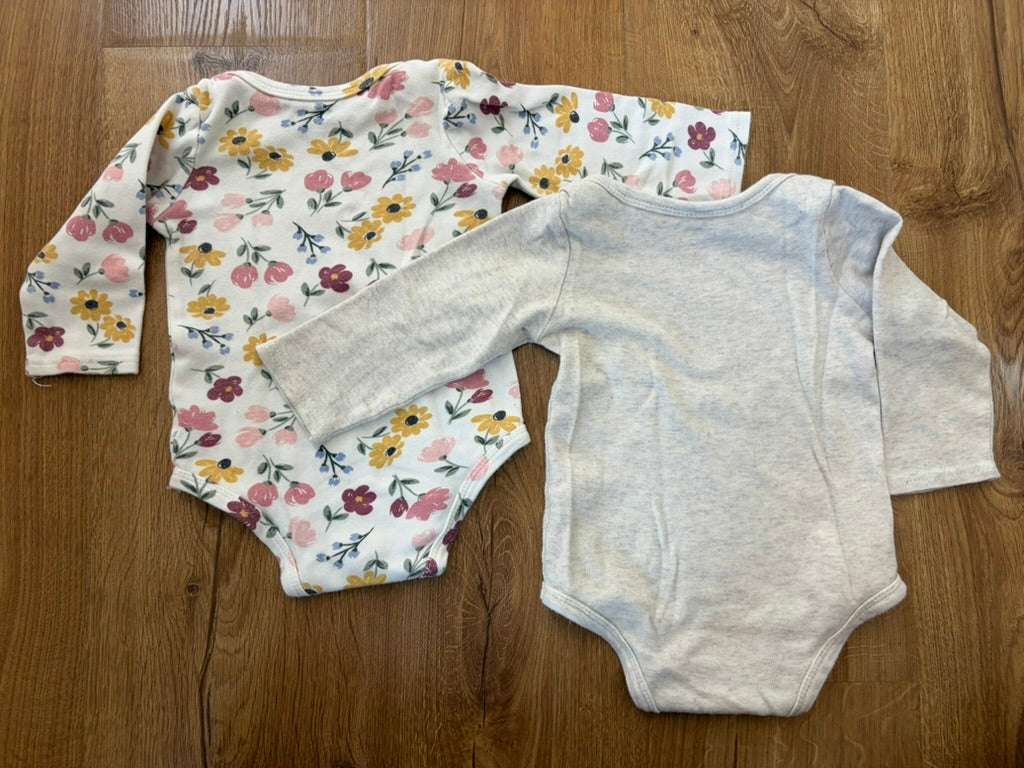 #6 - Hudson Baby Girls Long Sleeved Bodysuits (set of 2) - 18 months
