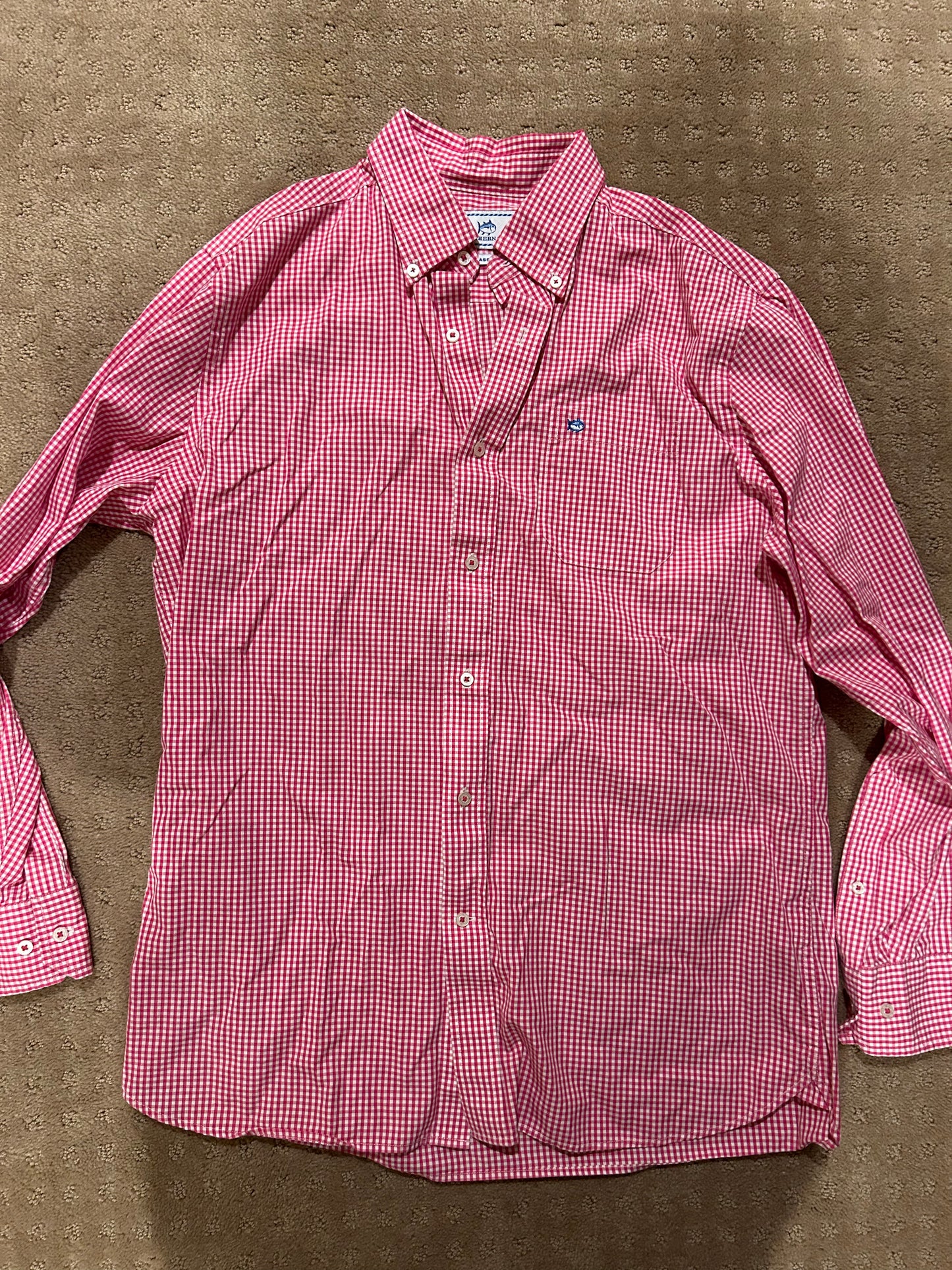 Men’s Southern Tide Shirt Size M Hot Pink Gingham