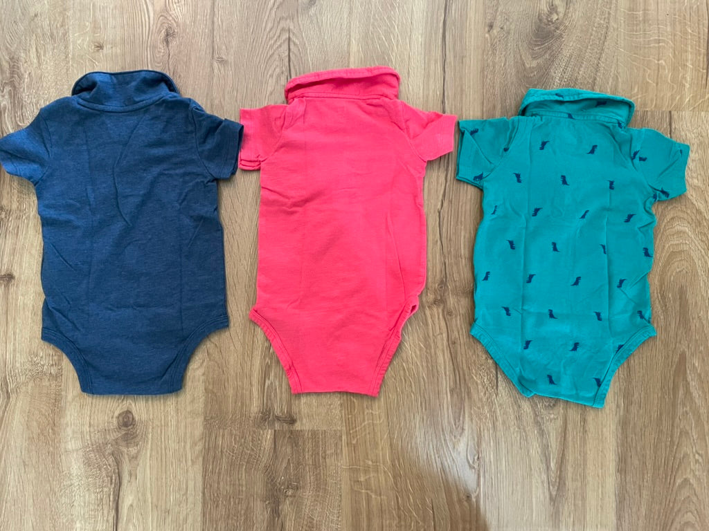 #6 - 3 Carters Boys Summer Polo Onesies, 18 months