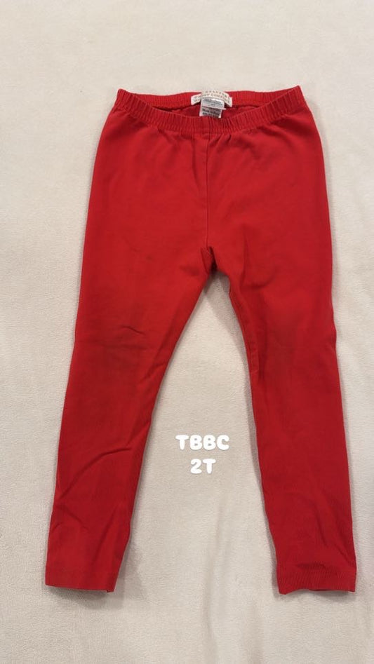 #145 TBBC red leggings Girls 2T GUC